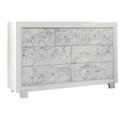 SKYE Marble Style White Dresser with Spacious Drawers and Solid Wood MDF Construction