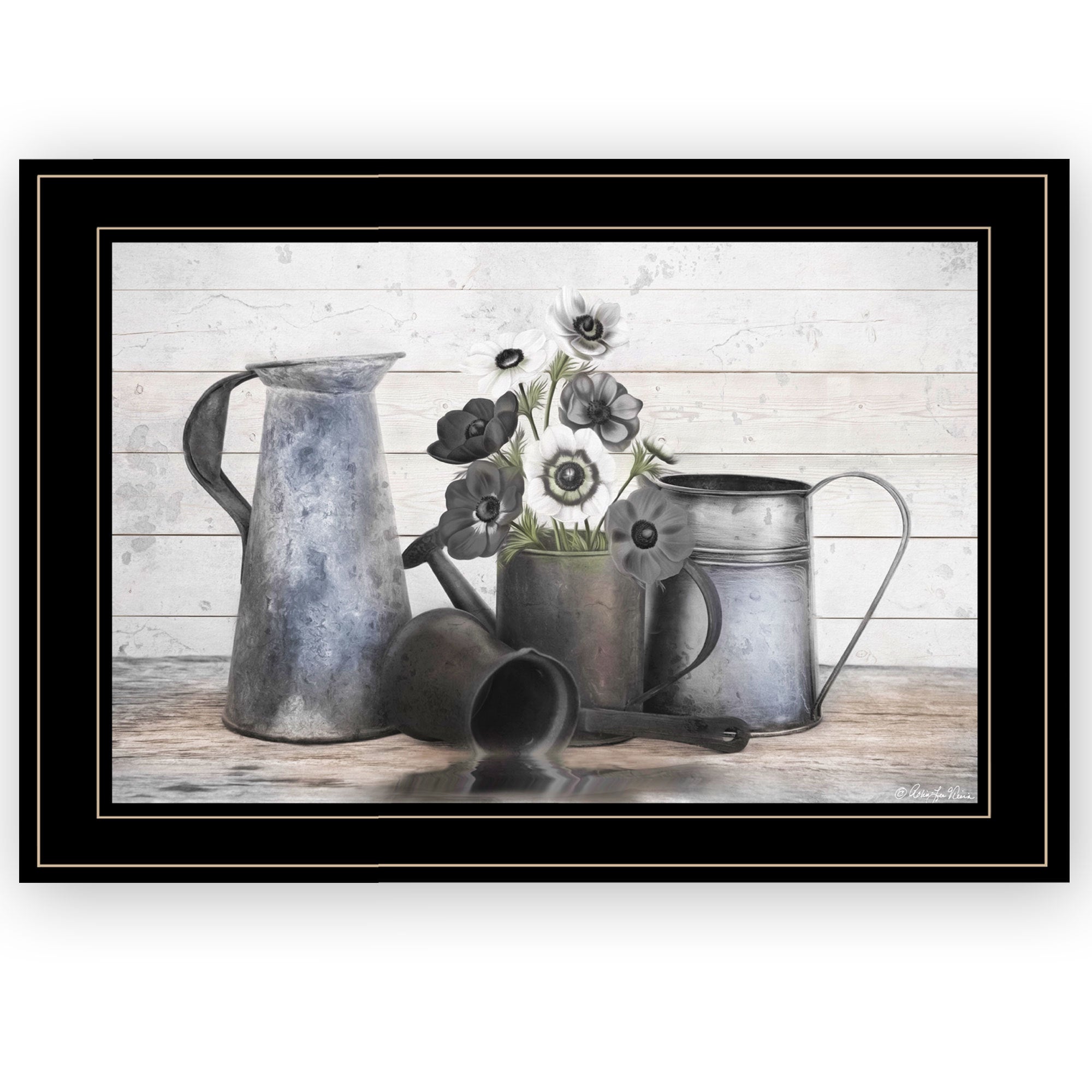 'Floral Farmhouse I' by Robin-Lee Vieira, Ready to Hang Framed Print, Black Frame