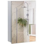 kleankin Wall-Mounted Medicine Cabinet with Mirror, Bathroom Mirror Cabinet Wall Mounted with Hinged Door, Storage Shelves for Living Room and Laundry Room, 15' x 24', Silver
