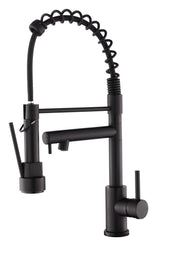 Kitchen Faucet with Pull Down Sprayer, Touch On Single Handle 2- Function Stainless Steel Spring Neck, Single Hole Installation for Residential, Commercial, RV, Bar & More, Matte Black