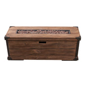 56' Outdoor Patio Rectangle Gas Burning  MgO Fire Pit 50,000 BTU, Wood Pattern Brown