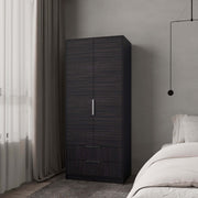 Wengue 2-Door 2-Drawer Wardrobe with Hanging Rod