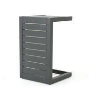 C-Shaped Outdoor Table with Aluminum Frame, Grey
