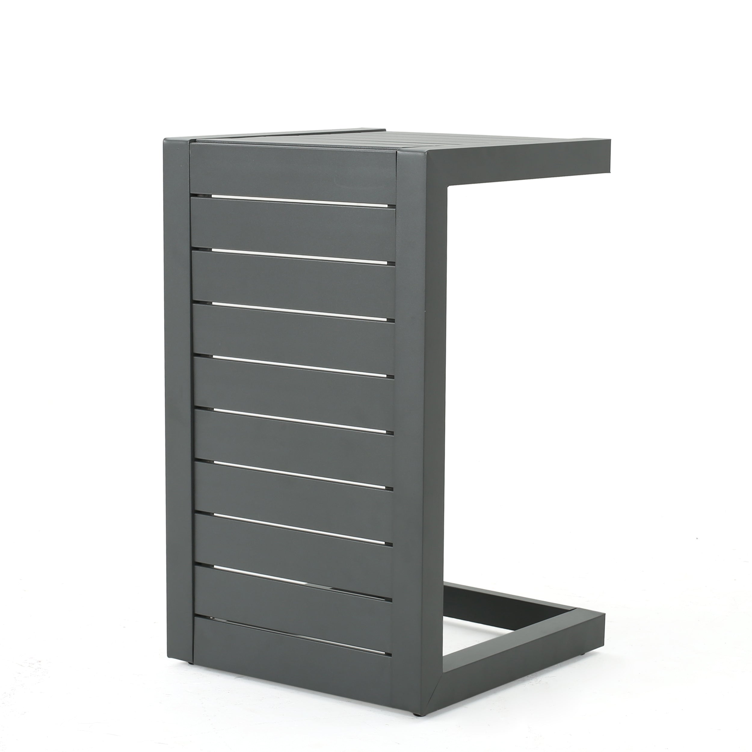 C-Shaped Outdoor Table with Aluminum Frame, Grey