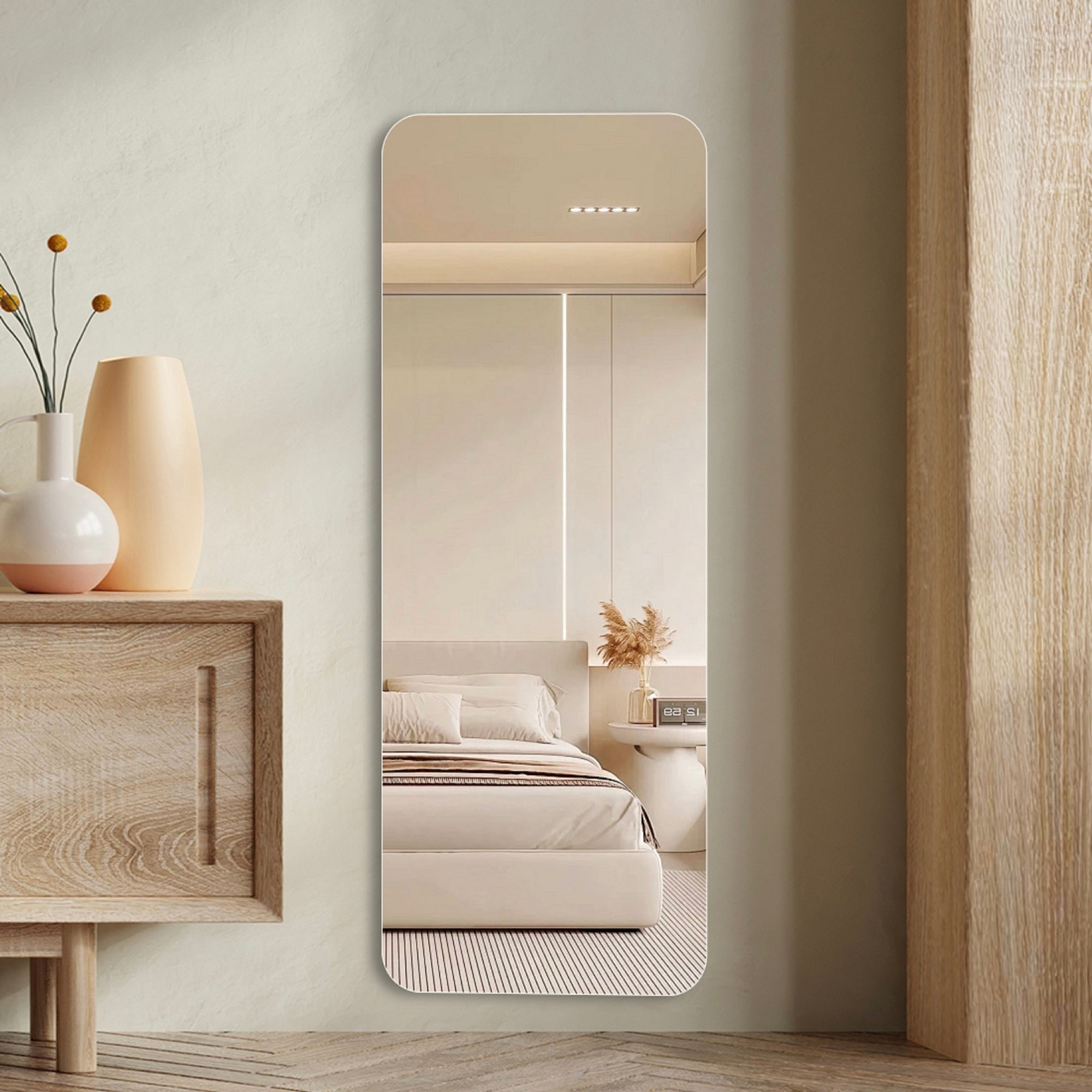 56X15inch Wall-mounted round-angle dressing mirror high-quality 5mm silver mirror  explosion-proof glass