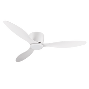 52' Flush Mount white Ceiling Fan without light, 3 Reversible Blades, with 6 Speeds Reversible DC Motor,Low Profile Ceiling Fan with no light for Living Room Kitchen Bedroom