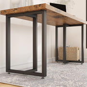 Metal Table Legs 28''x 24'' Heavy-Duty T-Shape Desk Legs Industrial Furniture Legs for Dinning Table, Computer Table, Office Table (2Pcs)-Black