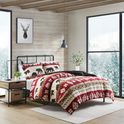 Full/Queen Print Sherpa Comforter Set