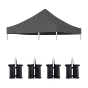 10 x 10 ft Canopy Replacement Top with 4-Pack Weight Bags, Pop Up Tent Cover Only, Frame Not Included, Gray