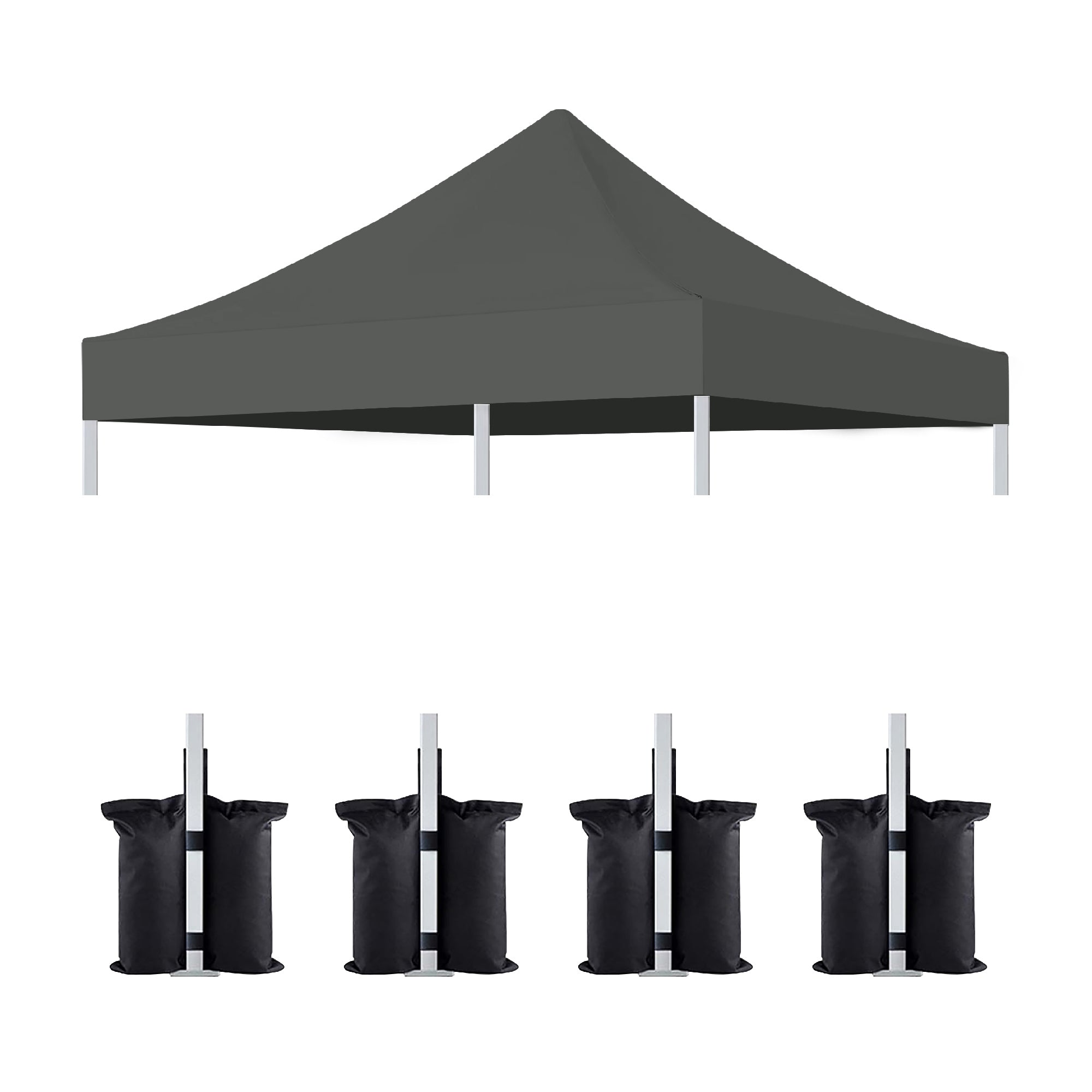 10 x 10 ft Canopy Replacement Top with 4-Pack Weight Bags, Pop Up Tent Cover Only, Frame Not Included, Gray