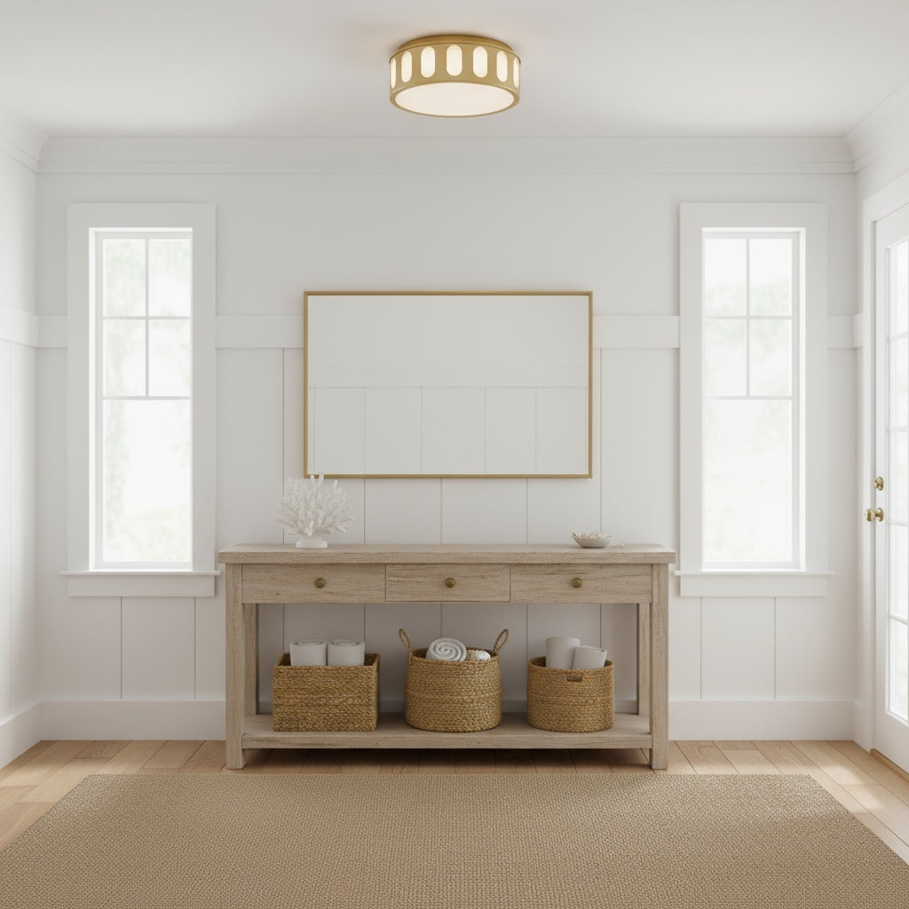 11.25-in Antiuqe Brass LED Flush Mount