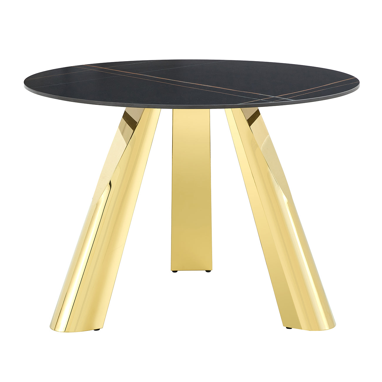 42' Luxury Sintered Stone Table: 0.45' Durable Top + 6' Steel Legs, 350lb Capacity, Stain/Heat-Resistant Black Veined Surface - Modern Minimalist Design-W1512S00112