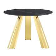 42' Luxury Sintered Stone Table: 0.45' Durable Top + 6' Steel Legs, 350lb Capacity, Stain/Heat-Resistant Black Veined Surface - Modern Minimalist Design-W1512S00112