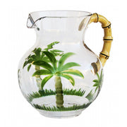 Palm Tree Design 3 Quarts Unbreakable Plastic Water Pitcher with Lid and Spout, BPA Free, Clear Acrylic