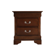 Louis Phillipe Traditional Style Nightstand with Carved Bases and Curved Mouldings, Cappuccino