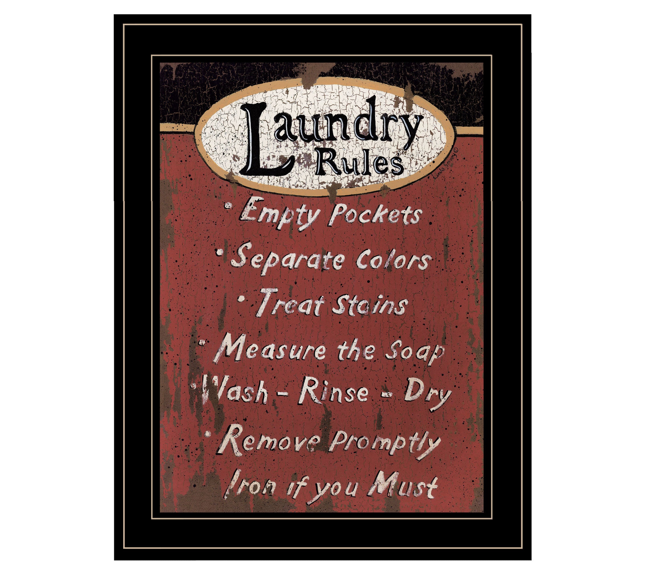 'Laundry Rules' by Linda Spivey, Ready to Hang Framed Print, Black Frame