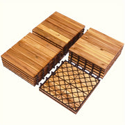 10pcs Interlocking Patio Deck Tiles 11.8 x 11.8in Wood Floor Tiles Outdoor Flooring for Patio Garden Deck Poolside
