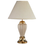 27' Tall Ceramic Table Lamp, Urn-Shaped with Ivory finish, Linen Shade