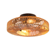 20'  Rope Caged Ceiling Fans with  Remote,  Flush Mount Ceiling Fan with Light, Low Profile Chandelier 6 Speed DC Motor Reversible Ceiling Fan For  Living Room Bedroom.--NOT INCLUDED BULBS-Matte Black