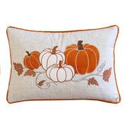 Embroidered Pumpkin Lumbar Throw Pillow – Fall Harvest Accent Cushion