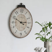 18' x 29' Antique White Oval Wall Clock, Traditional Vintage Home Decor Clock