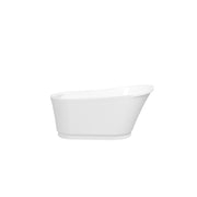 59' Acrylic Freestanding Bathtub, White Modern Stand Alone Soaking Bathtub, Brushed Nickel Drain and Minimalist Linear Design Overflow Included, cUPC Certified