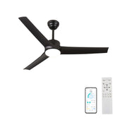 52 Inch black Ceiling Fan with light, Ceiling Fan with 3 Reversible Blades, 2 Downrods, 6-Speed Remote Control