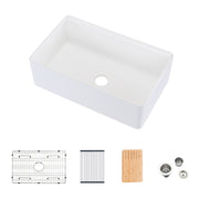 Fireclay 30' L X 20' W Workstation Farmhouse Kitchen Sink With Accessories