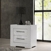 Pierce White High Gloss 2-drawer Nightstand Bedside Table