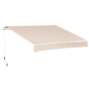 Outsunny 13' x 8' Retractable Awning, Patio Awnings, Sunshade Shelter w/ Manual Crank Handle, UV & Water-Resistant Fabric and Aluminum Frame for Deck, Balcony, Yard, Beige Stripes