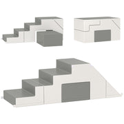 Qaba Foam Play Set for Toddlers and Children, Easy-to-clean 2 Piece Soft & Safe Kids Climbing Set for Crawling or Sliding, Light Gray