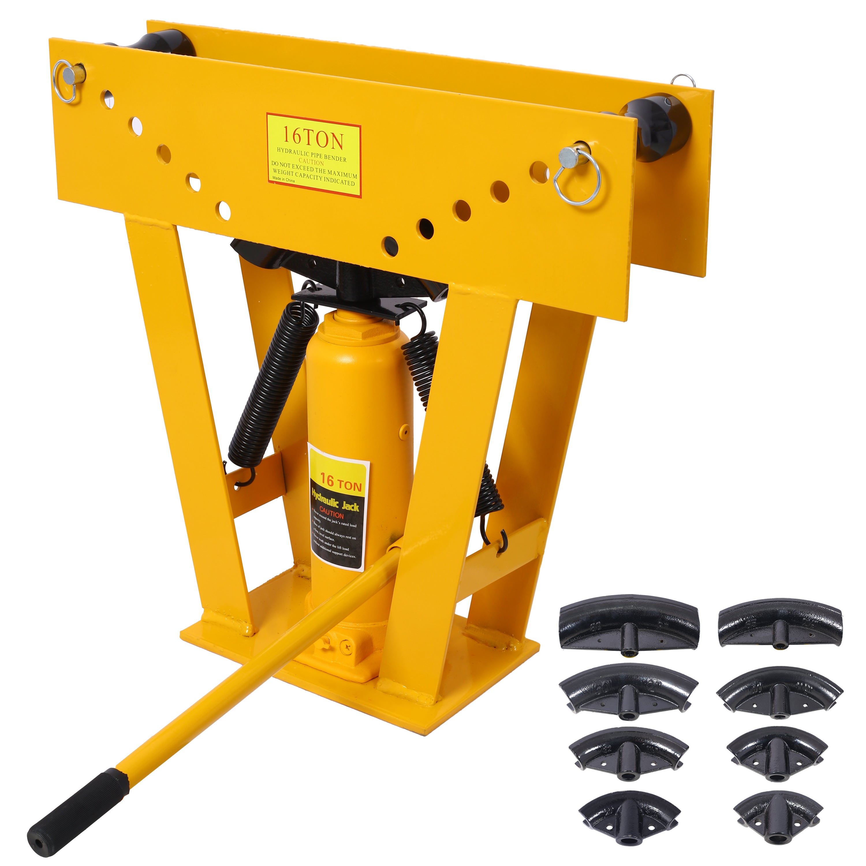 16 Ton Pipe Tube Bender Manual Hydraulic, Piping Bending Exhaust Tube Fabric w/8 Dies(1/2,3/4,1,1-1/4,1-1/12,2,2-1/2,3) Adjustable Rollers 90-180 Degree Bend Steel Iron Metal Ratcheting,yellow