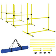PawHut 4 Piece Dog Agility Training Equipment for Dog Agility Course with Adjustable Height Jump Bars, Included Carry Bag, & Displacing Top Bar, Yellow