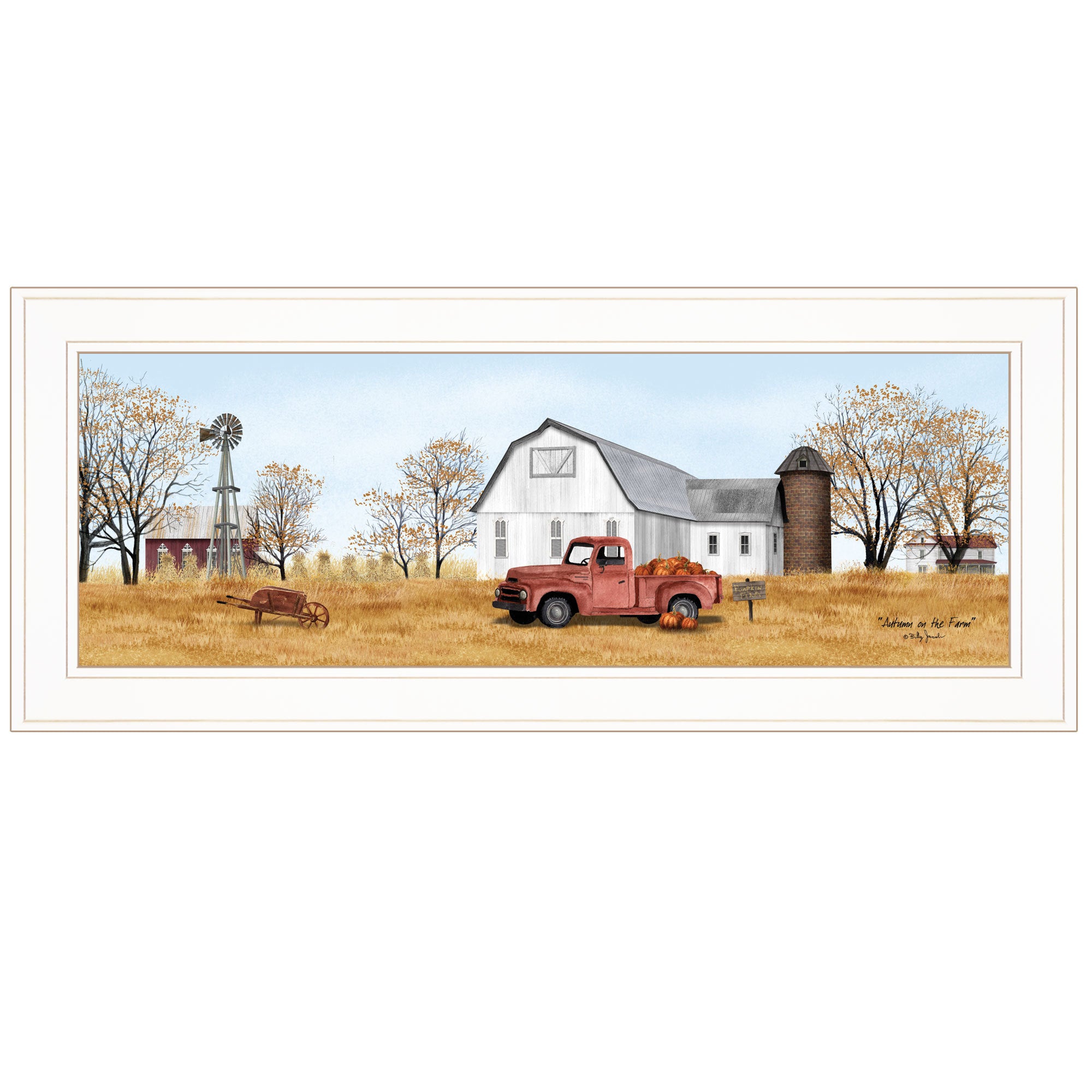 'Autumn on Farm' by Billy Jacobs, Ready to Hang Framed Print, White Frame