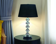 2pc Modern Sleek Table Lamp Reflective Spheres Catch the Eye Black Silver