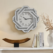 20' Large Wall Clock,  Silver Mirrored Wall Clock with Roman Numerals, Crushed Diamond Mirrored Wall Clock,Elegant Beveled Glass Frame Wall Clocks Decor for Living Room, Bedroom & Dining Room