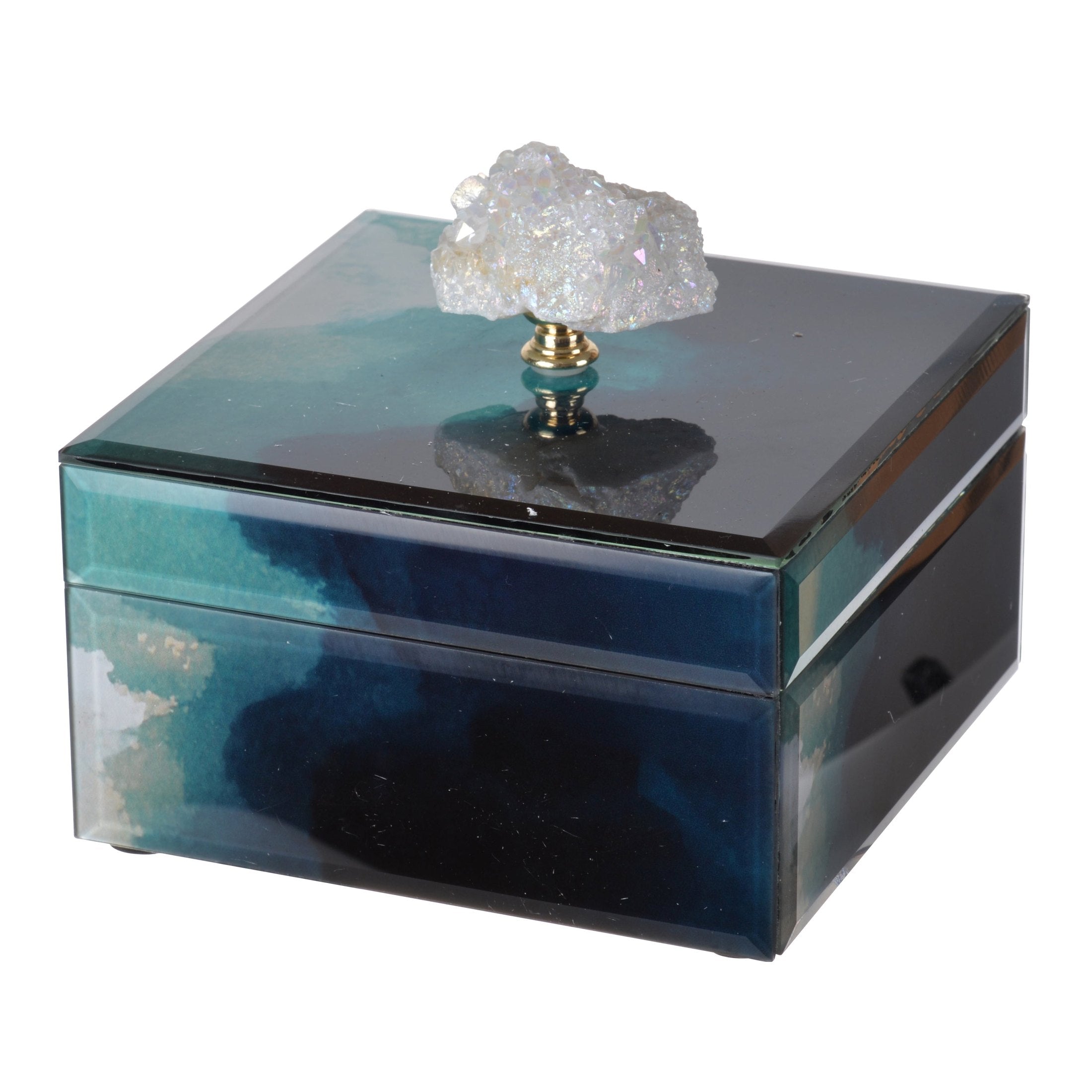 6' x 6' x 5' Bethany Aqua Jewelry Box, Stackable Decorative Storage Boxes With Lids