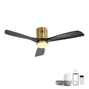 52' Smart Ceiling Fan with Light - Gold Finish, Matte Black Blades, APP & Alexa Voice Control, Quiet Reversible Motor, Dimmable LED with Timer