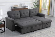 Lucca 84' Dark Gray Linen Reversible Sleeper Sectional Sofa with Storage Chaise