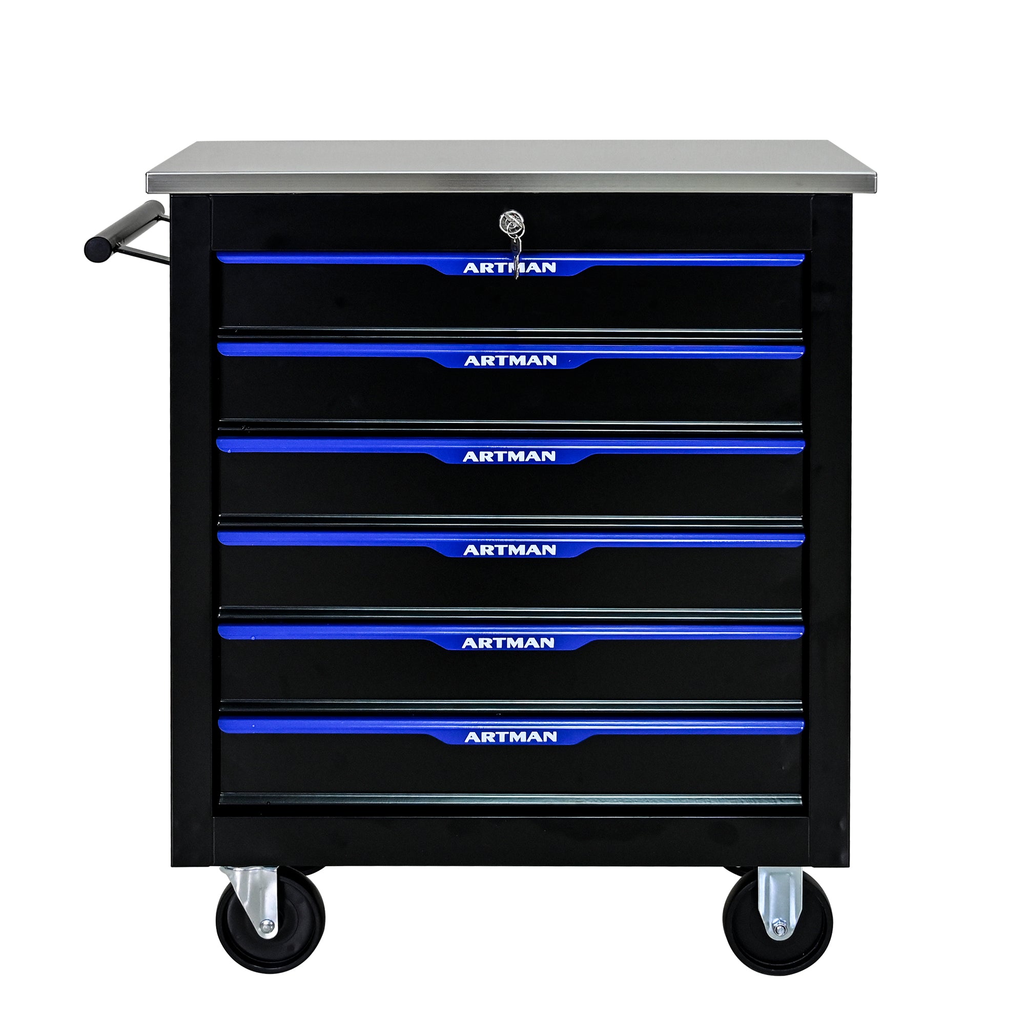 6-Drawer Multifunctional Tool Cart with Wheels - Black & Blue