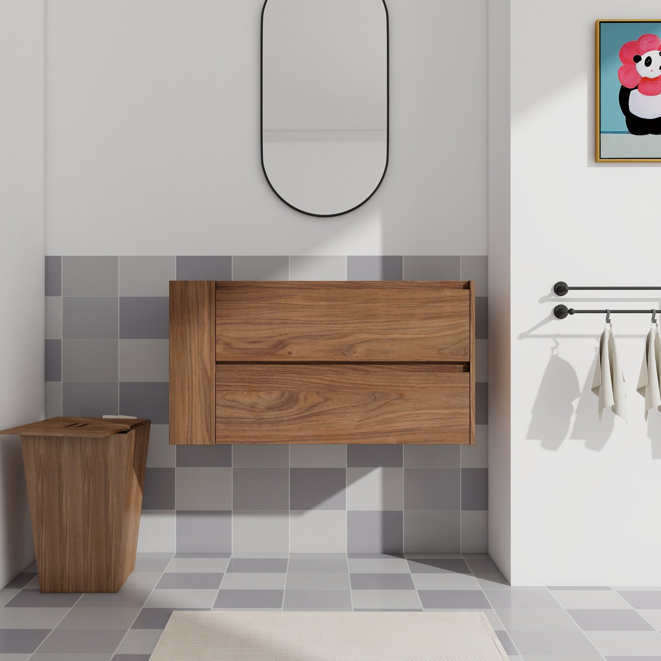 36'Wall Mounting Bathroom Vanity, Soft Close Drawer(Only Vanity, Without Basin)