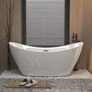 59 'Acrylic freestanding tub, Gloss white,  with chrome overflow and pop-up Drain, CUPC Certified