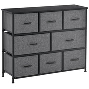 HOMCOM 8-Drawer Dresser, 3-Tier Fabric Chest of Drawers, Storage Tower Organizer Unit with Steel Frame for Bedroom, Hallway, Dark Gray