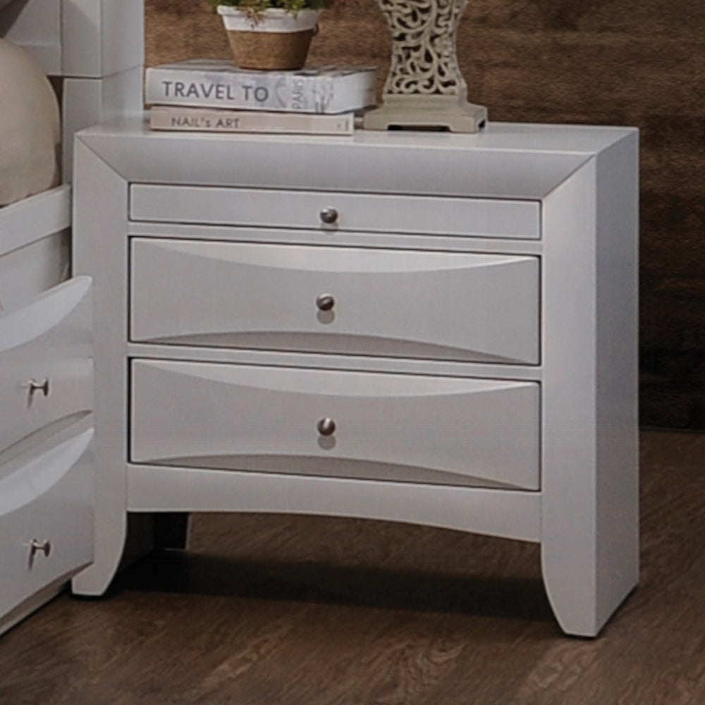 1pc White Finish Nightstand with Two Storage Drawers and Pull Out Tray Wooden Bedroom Furniture