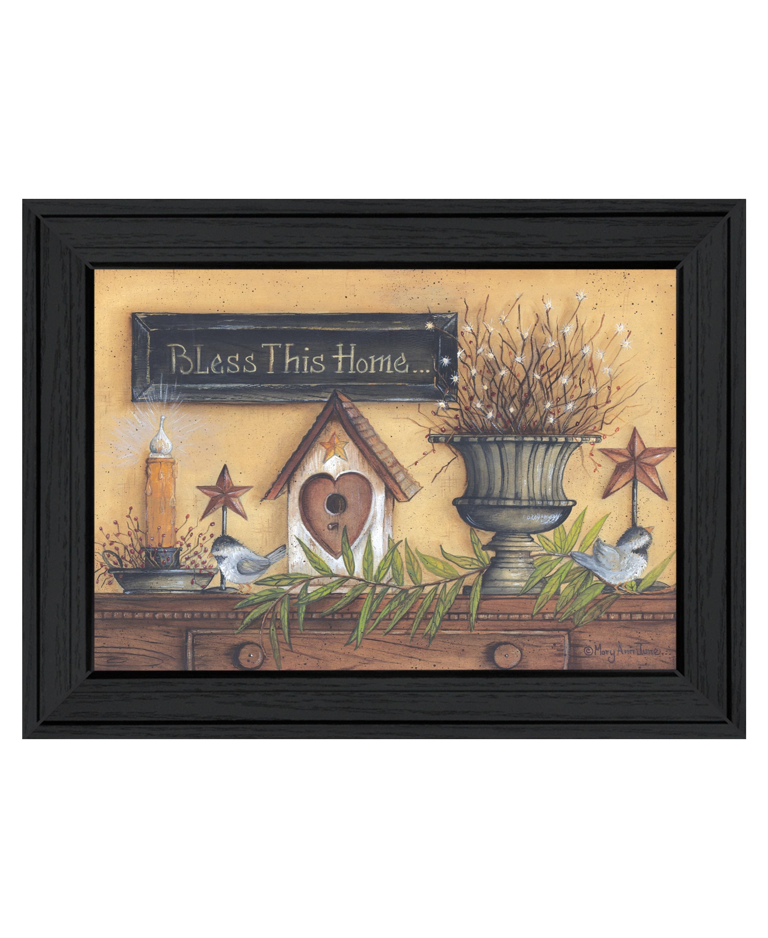'Bless this Home' by Mary Ann June, Ready to Hang Framed Print, Black Frame