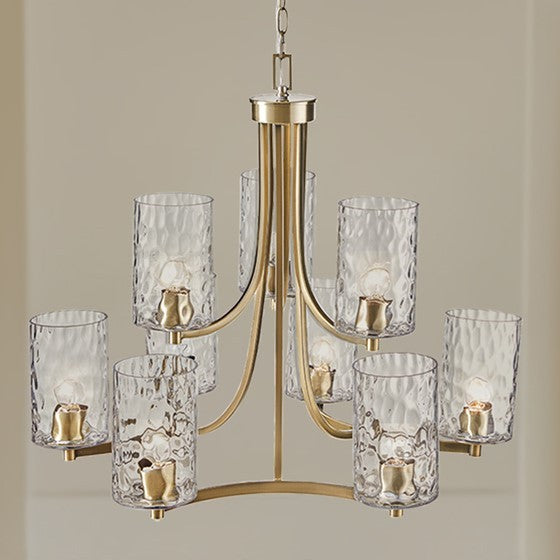 9-light Round Tiered Chandelier with Textured Glass Shades