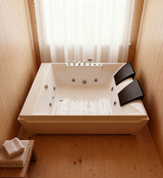 X-031 Whirlpool Tub,73' x 48' Jetted Bathtub for 2 Person, Hydro Massage & Chromatherapy,UL Certified,UPC Certified,3 Sided Apron,Acrylic ,110 Gallons,Left Drain