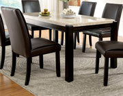 Transitional Dark Walnut Dining Table w Genuine Marble Top Ivory 1pc Rectangle Table Kitchen Dining Room Furniture