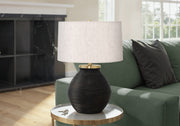 Lighting, 25'h, Table Lamp, Black Concrete, Ivory / Cream Shade, Contemporary