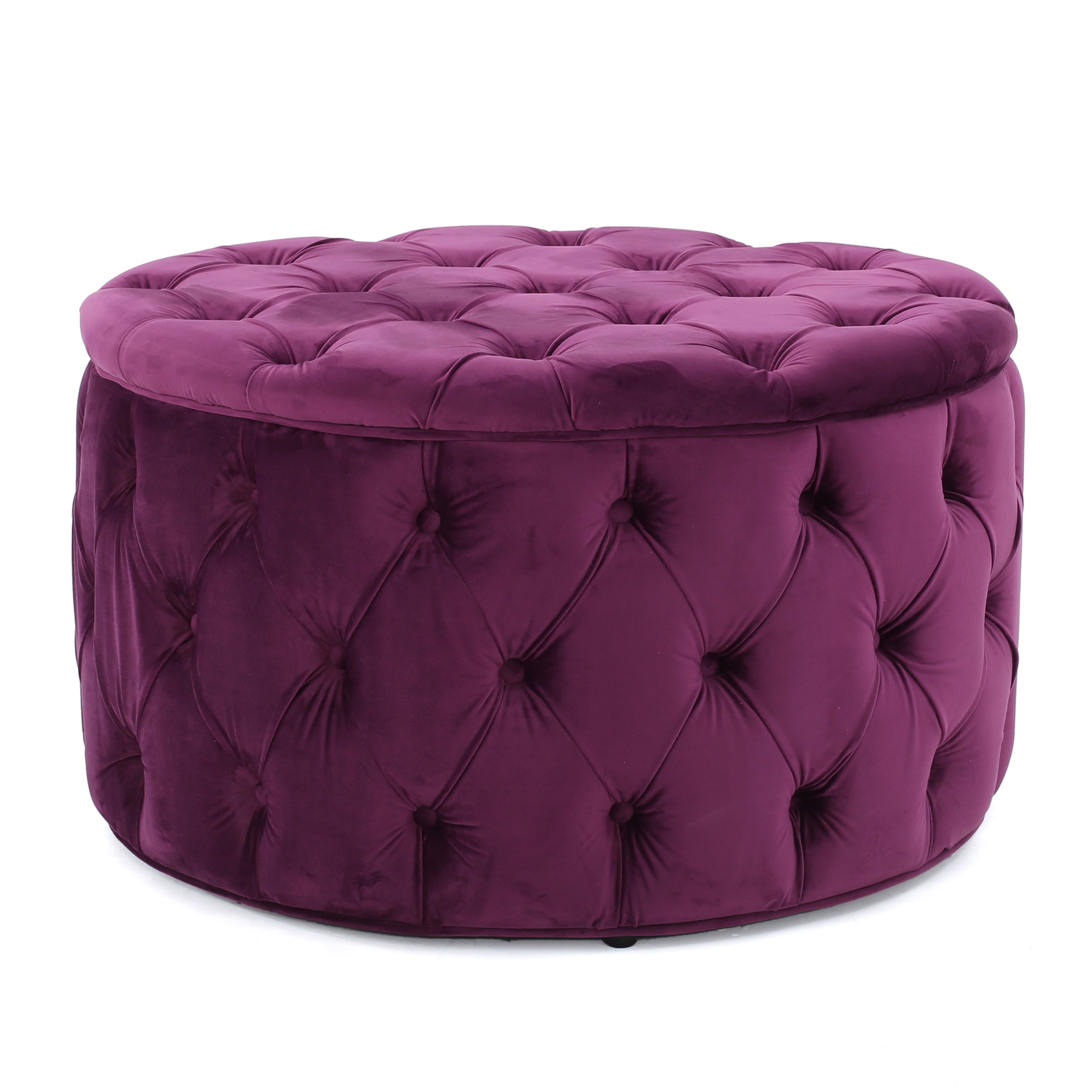 Modern Glam Ottoman Velvet Fuchsia 29.5-Inch